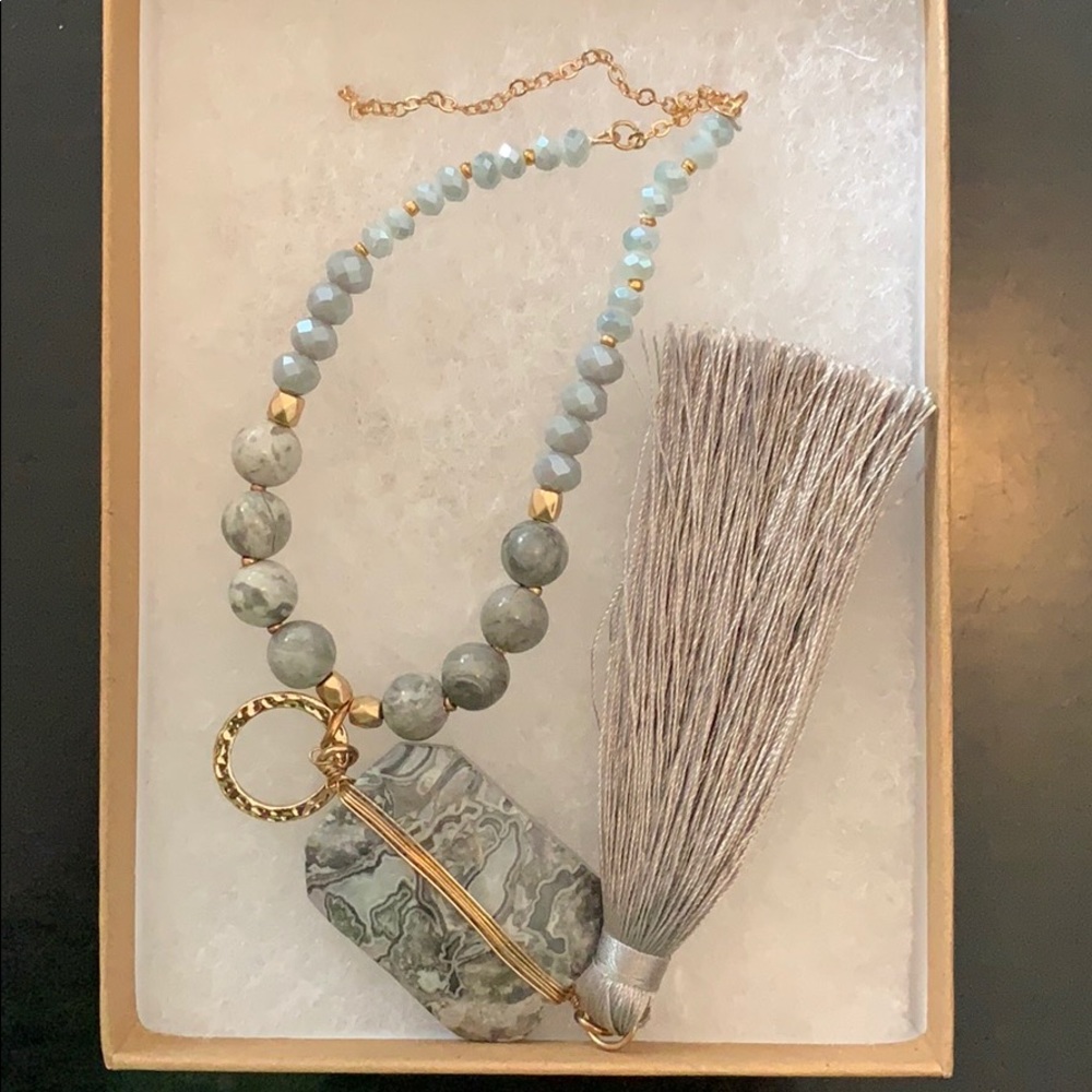 32” Gray Tassel Necklace